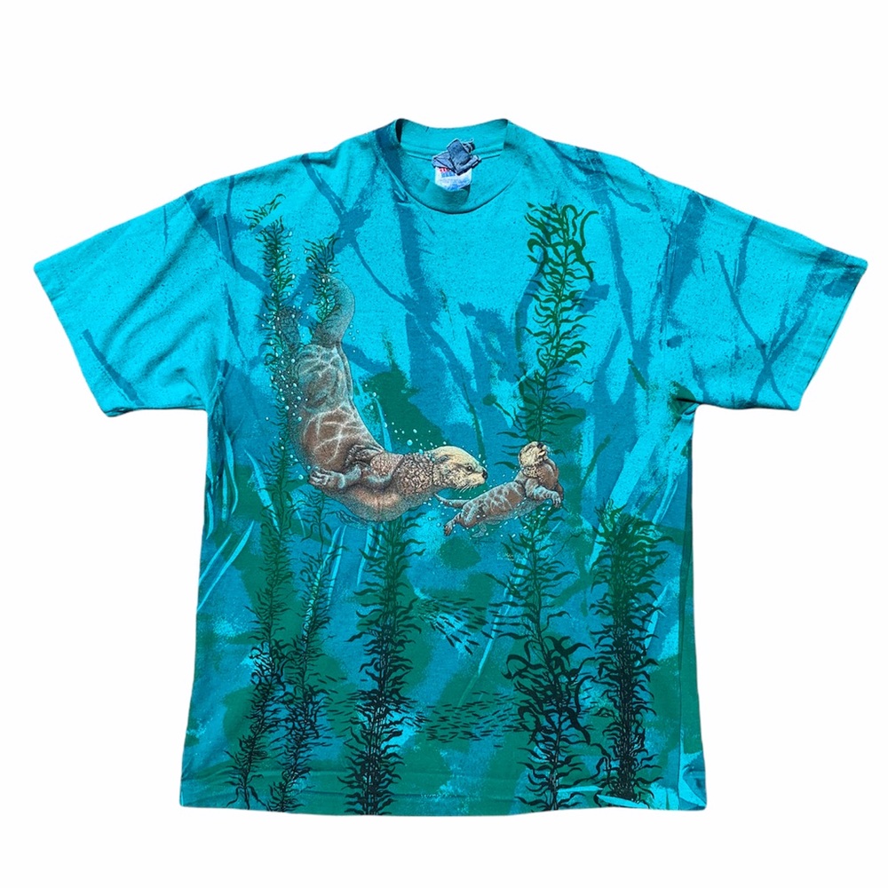 Vintage Local Color Otter Print Tee Shirt Unisex